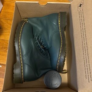 Dr. Martens Dark Green Leather Boots